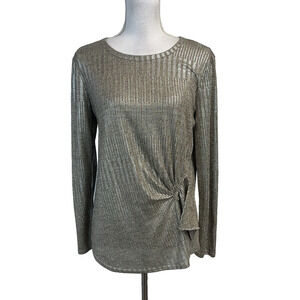Kim & Cami Small Blouse Top Gold Silver Sparkle Stretch Evening Formal Wedding